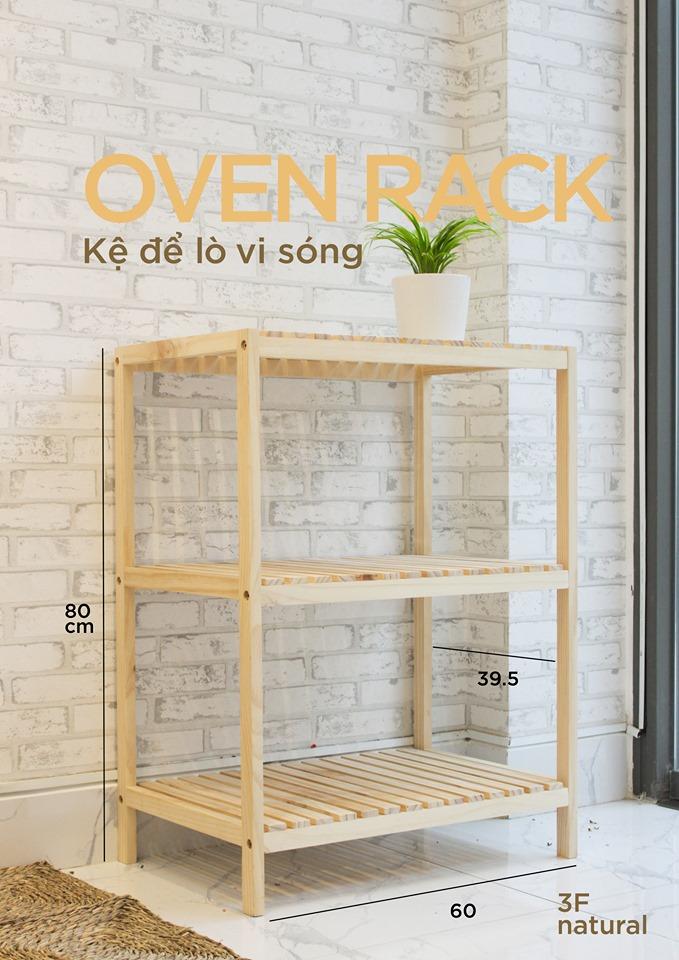 Kệ để lò vi sóng 3 tầng màu tự nhiên - over rack 3f natural