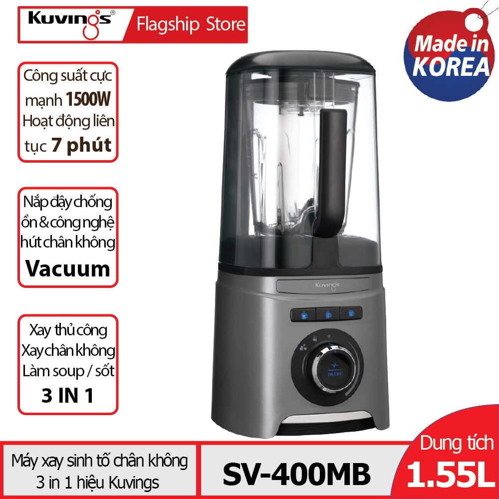 Máy xay sinh tố chân không 3 trong 1 kuvings sv-400mb màu bạc - hàng chính hãng