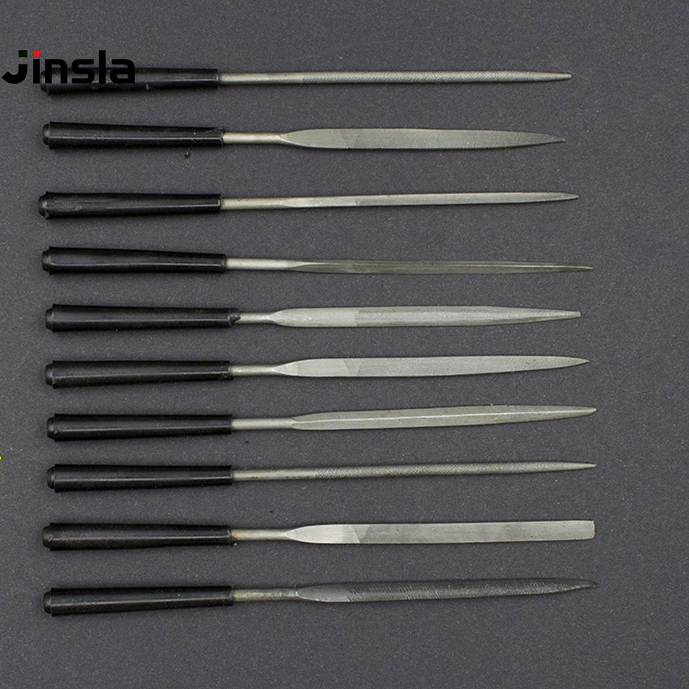 Jinsla 10 Cái/bộ Kim GIŨA GỖ Dũa Đủ Loại Chạm Khắc Điêu Khắc Gia Công Gỗ Bộ Dụng Cụ Giũa Kim Loại Mini Kim Cương 3*140MM Giũa Giũa