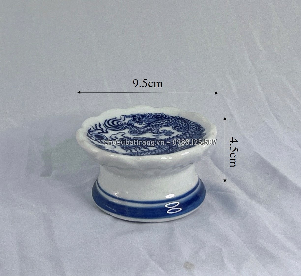 Chân nến thờ - men xanh lam đồ thờ cúng