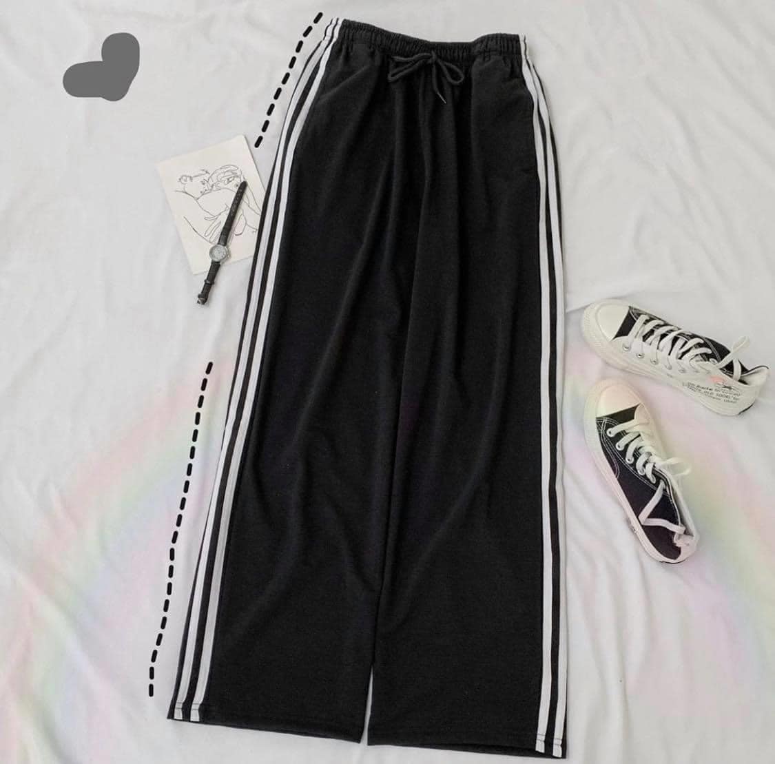 Quần thun 3 line ống rộng unisex