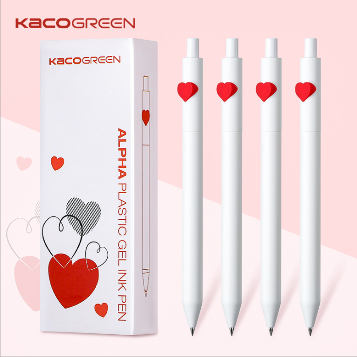 Bút gel mực đen kaco alpha hình trái tim - ngòi 0.5mm