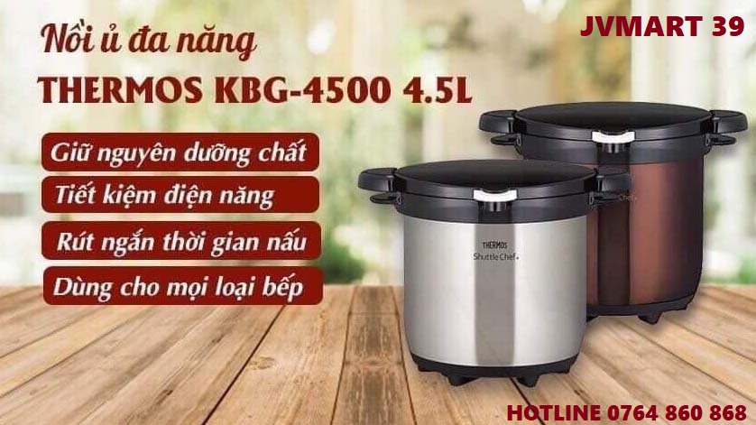 [HÀNG NHẬT NỘI ĐỊA]Nồi ủ chân không Thermos KBG-4500 dung tích 4.5 lít jvmart39 (tặng hợp khẩu trang 100k cho đơn hàng 500k)