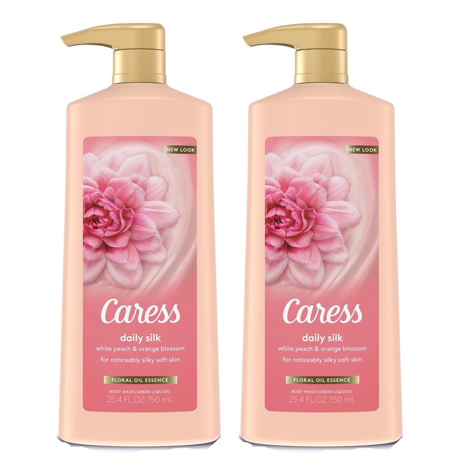 SET 2 CHAI SỮA TẮM DƯỠNG DA HƯƠNG NƯỚC HOA CARESS DAILY SILK 750 ML