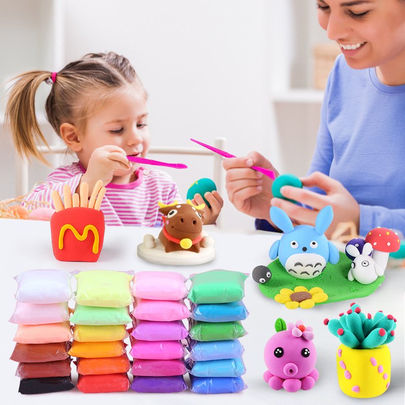 Đất sét tự khô, đất nặn cho bé set 12/24/36 màu hàng có sẵn, đất sét tự khô an toàn cho bé - jupy decor - lazada