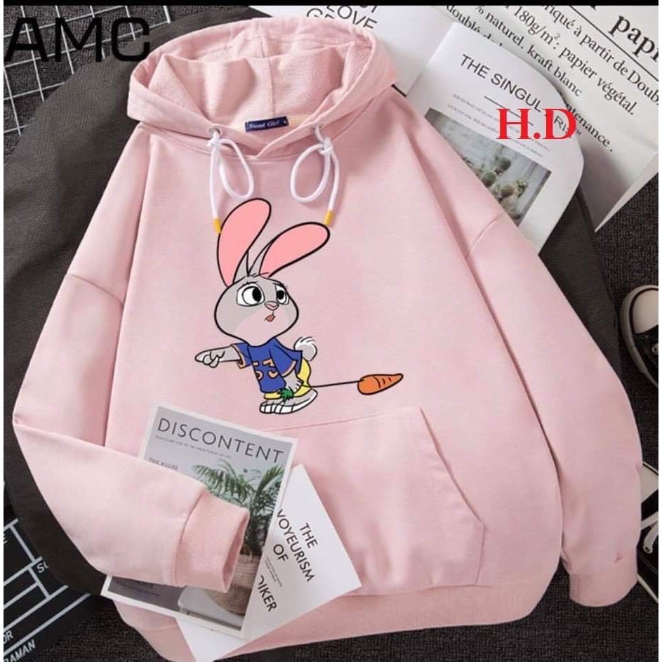 Xưởng xả kho áo hoodie & áo sweater form rộng, áo nỉ bông mặc đông, áo hoodie unisex in hình con thỏ dễ thương