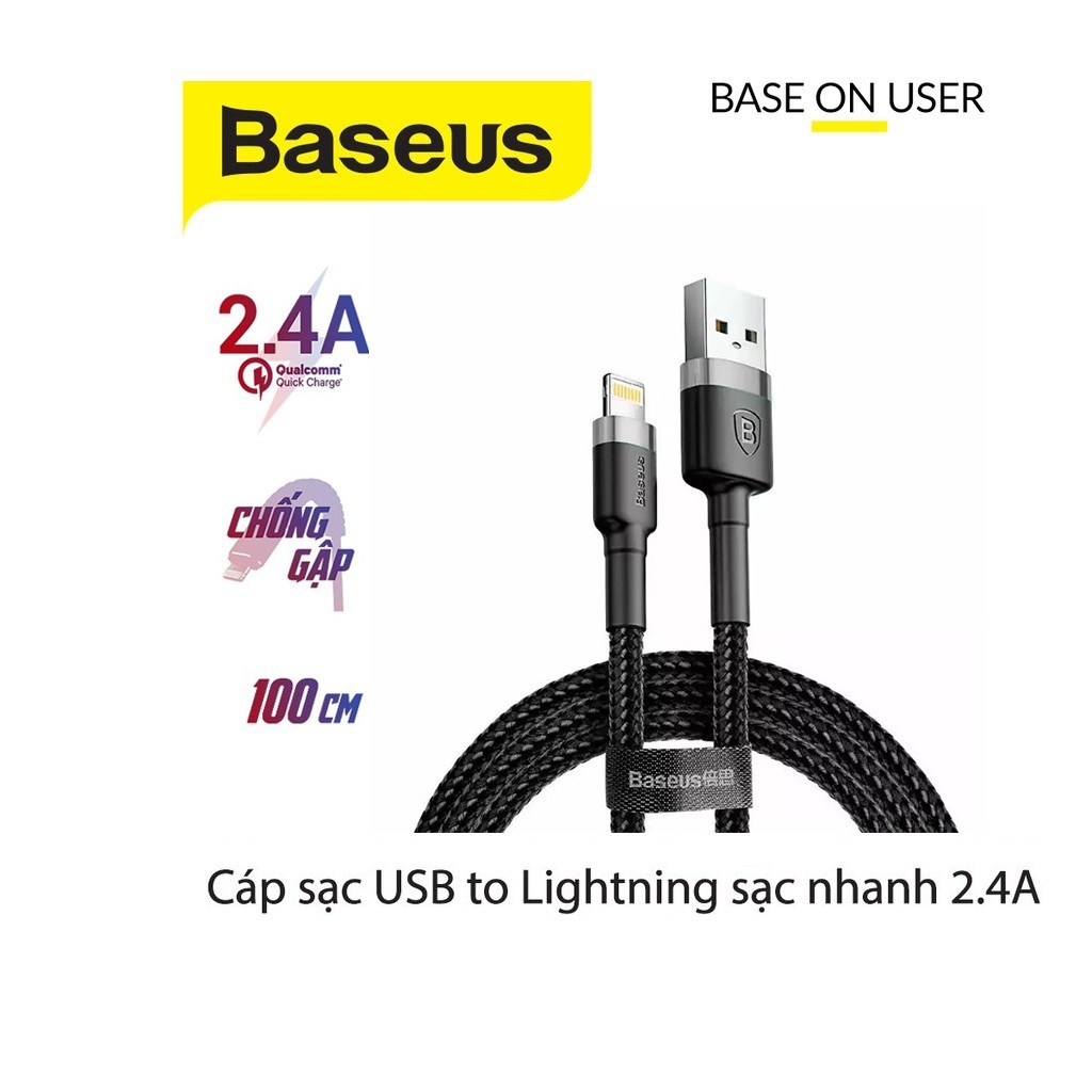 Cáp sạc truyền dữ liệu Baseus Cafule Lightning dây dù dài 1M/2M/3M cho iPhone