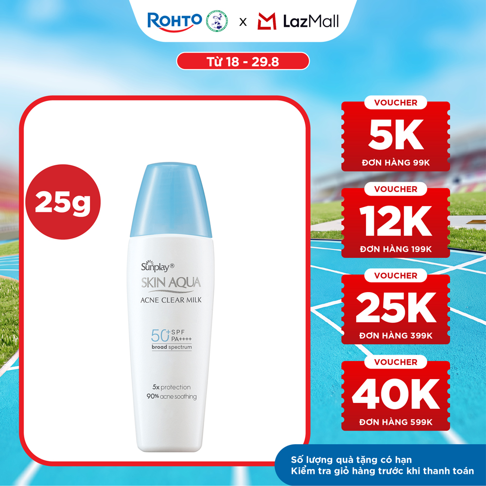 Kem chống nắng Skin Aqua cho da mụn, dạng sữa dùng hàng ngày Sunplay Skin Aqua Acne Clear Eco Việt Nam SPF 50, PA++++ 25g