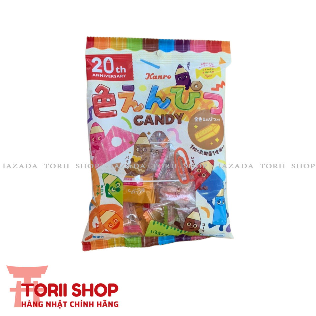 Kẹo bút chì Kanro hàng Nhật nội địa gói 80g cho bé , kẹo trái cây Candy hình bút chì KANRO 80g đủ vị torii