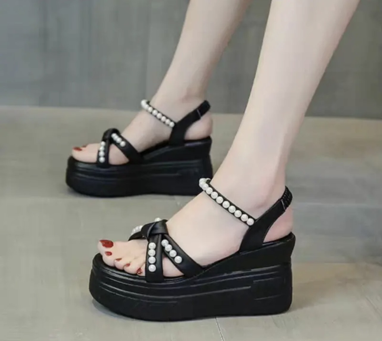 Giày sandal xuồng thắt nơ đinh ngọc th