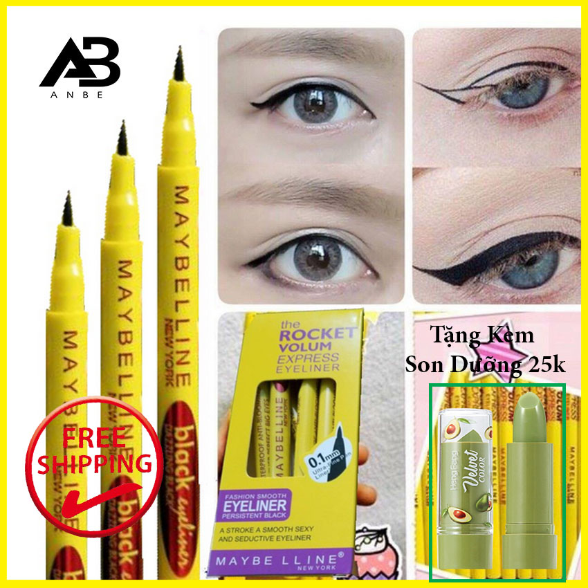 [CHUYÊN SỈ]Bút Kẻ Mắt Nước Maybelline Lâu Trôi Chống Nước Anbe Tặng Kèm Son Dưỡng 25k