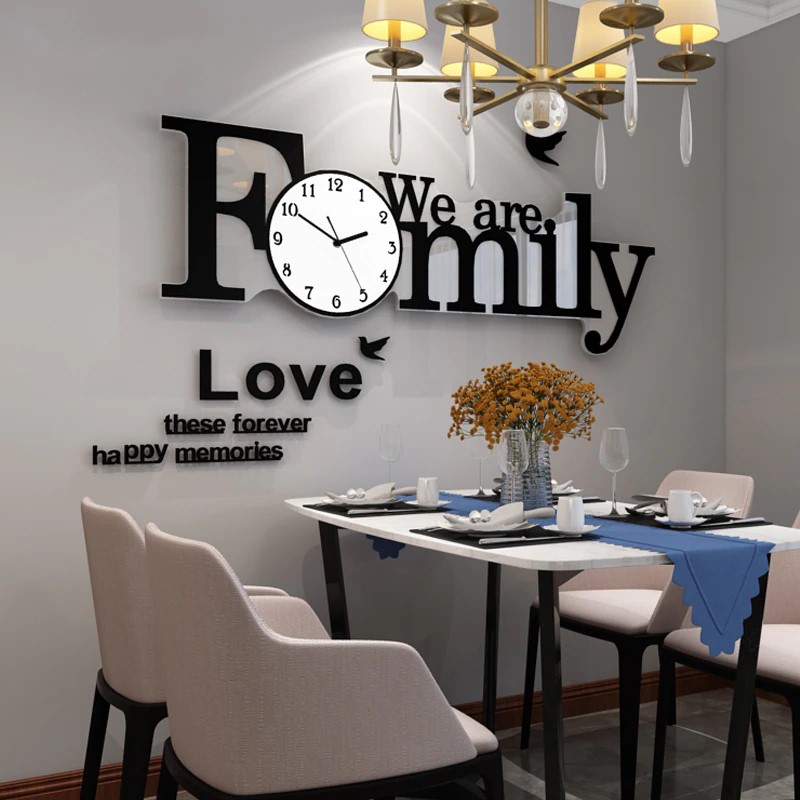 Đồng hồ treo tường hiện đại CL013 - We are family - Kích Thước: 30x86cm, 33.5x100cm, 42.5x120cm