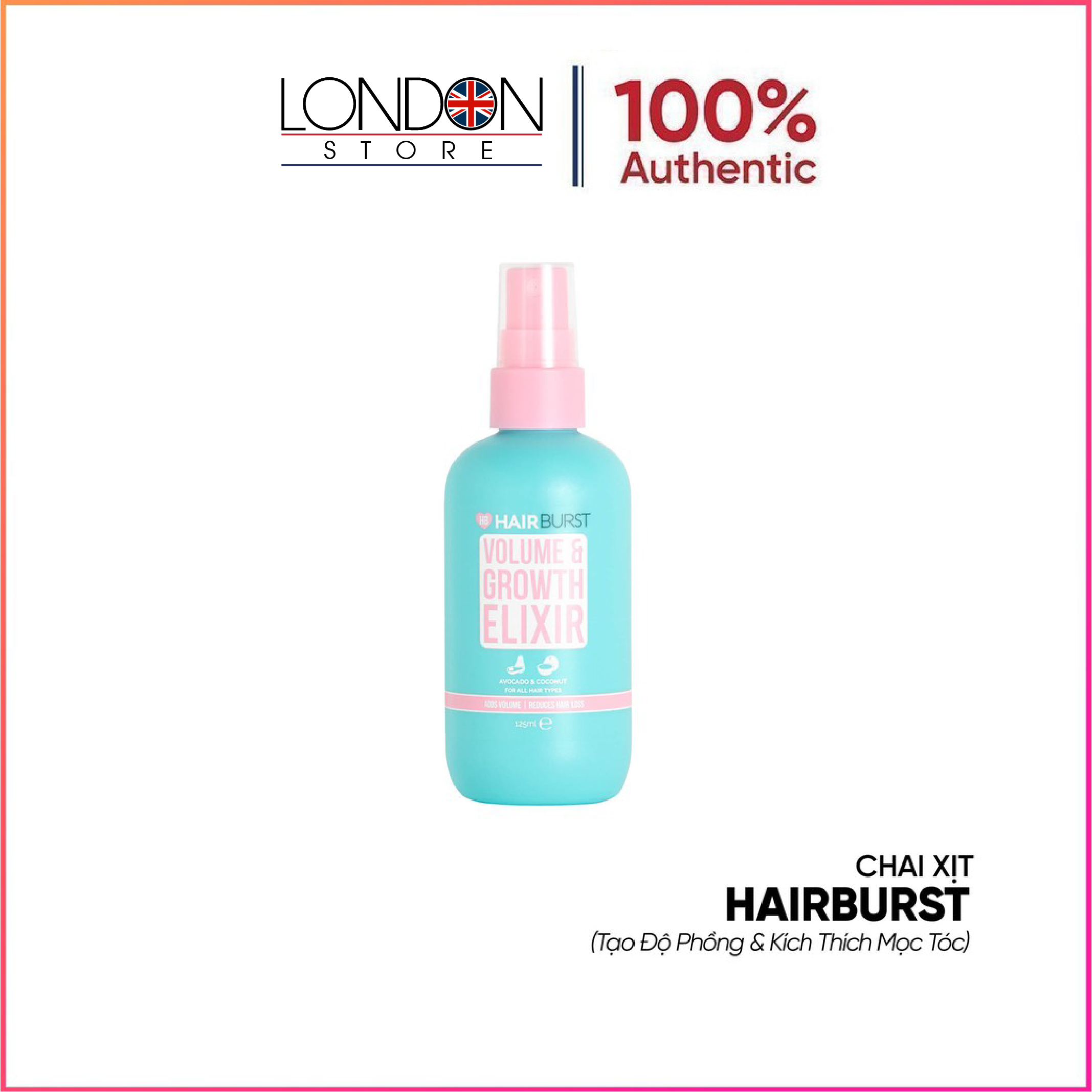 Xịt Dưỡng Tóc Hairburst Volume And Growth Elixir Chiết Xuất Bơ và Dừa 125ml