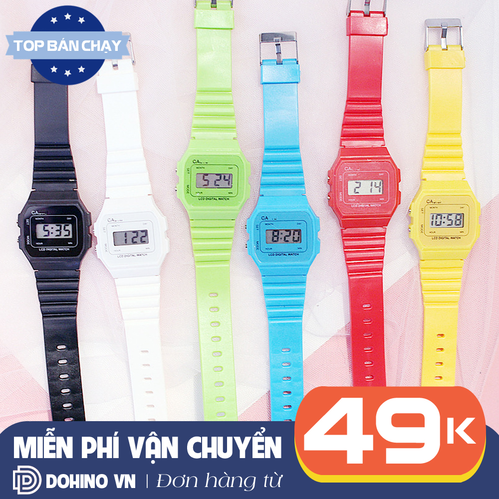 Đồng hồ thể thao nam nữ điện tử mặt vuông giá rẻ chống nước S192 dây nhựa nhiều màu dùng đi học hoặc đi chơi, đồng hồ cặp đôi