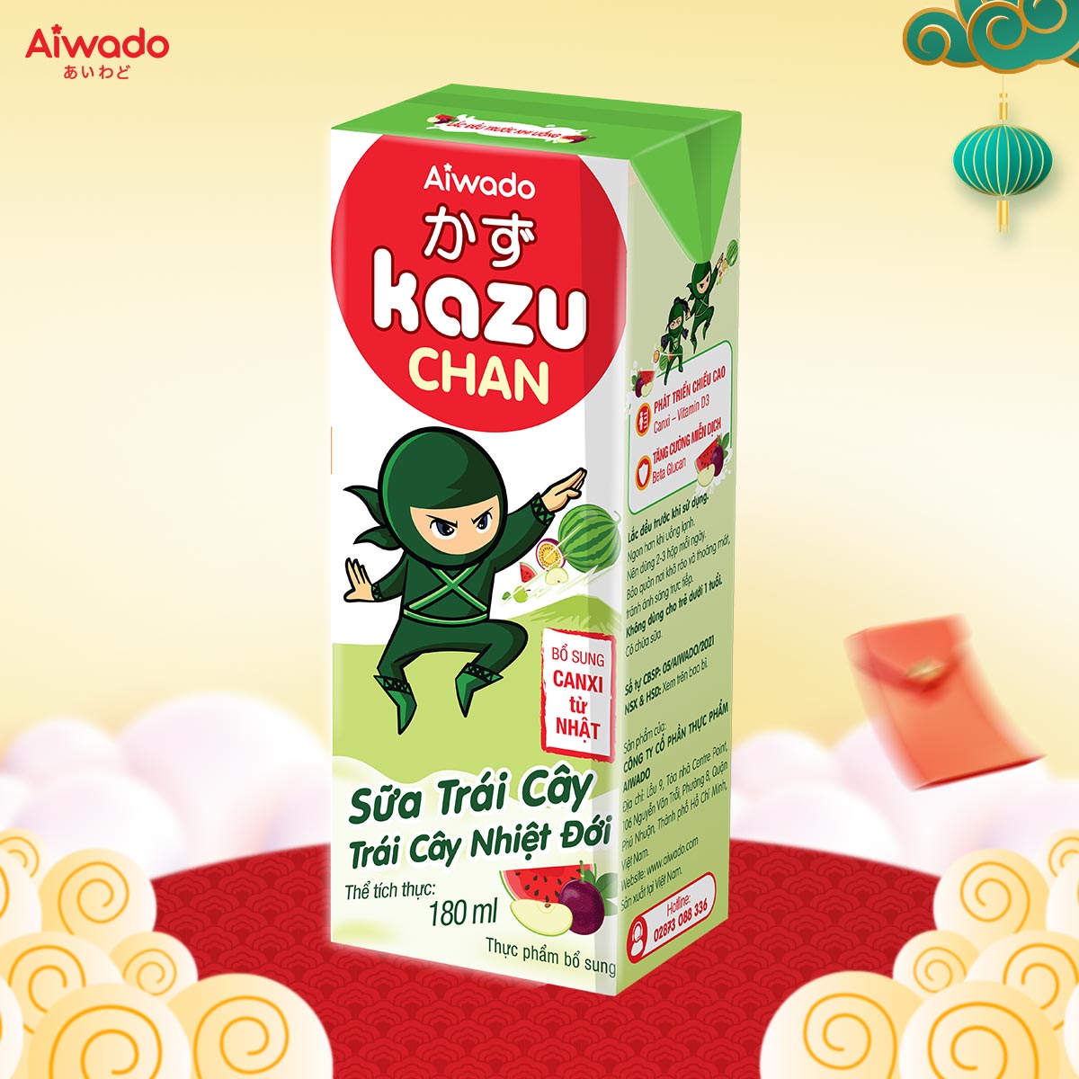 Sữa trái cây Aiwado Kazu Chan - Trái cây nhiệt đới - Tinh tuý dưỡng chất Nhật Bản
