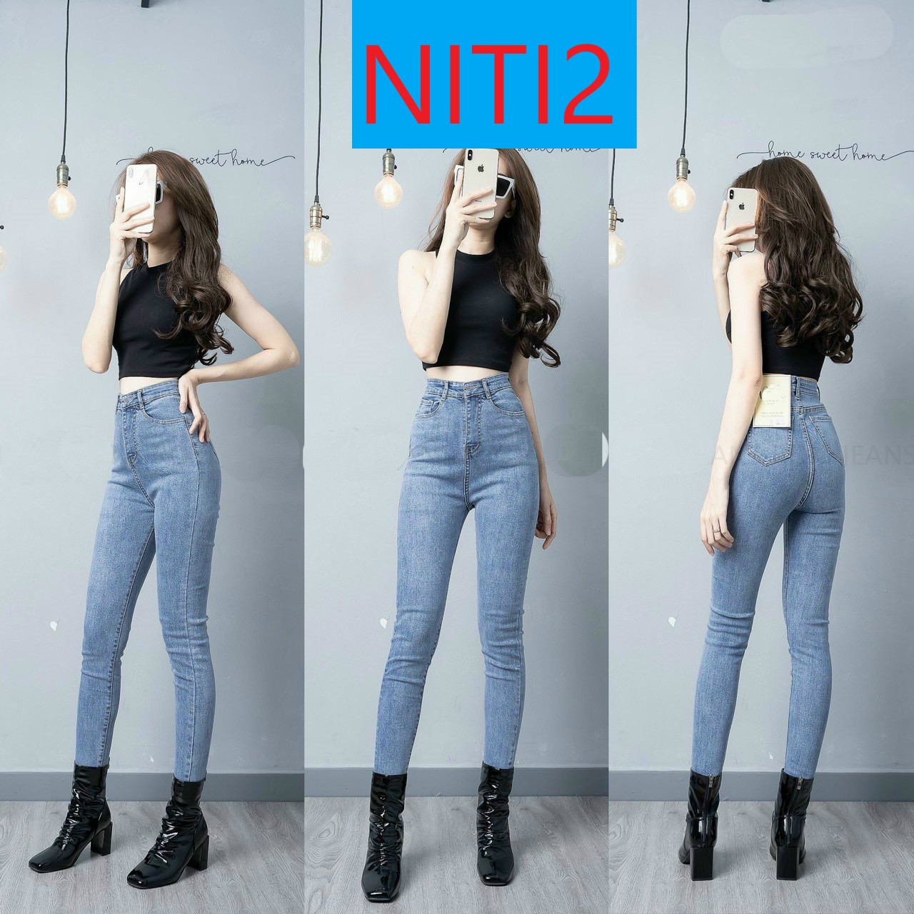 [ BÁT NHÁO ] QUẦN SKINNY JEAN GIÃN DÀI NỮ TRƠN MÀU XANH NHẠT CAO CẤP NITI2 SIÊU XỊN SÒ , TÔN DÁNG QUÝ NÀNG XINH ĐẸP