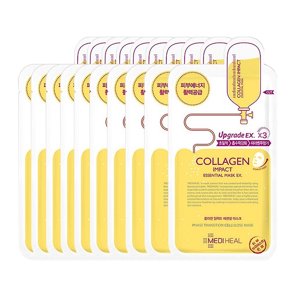 [GÓI VÀNG] Hộp 10 Mặt nạ dưỡng săn chắc da ngăn ngừa lão hóa da Mediheal Collagen Impact Essential Mask Ex 25ml x10