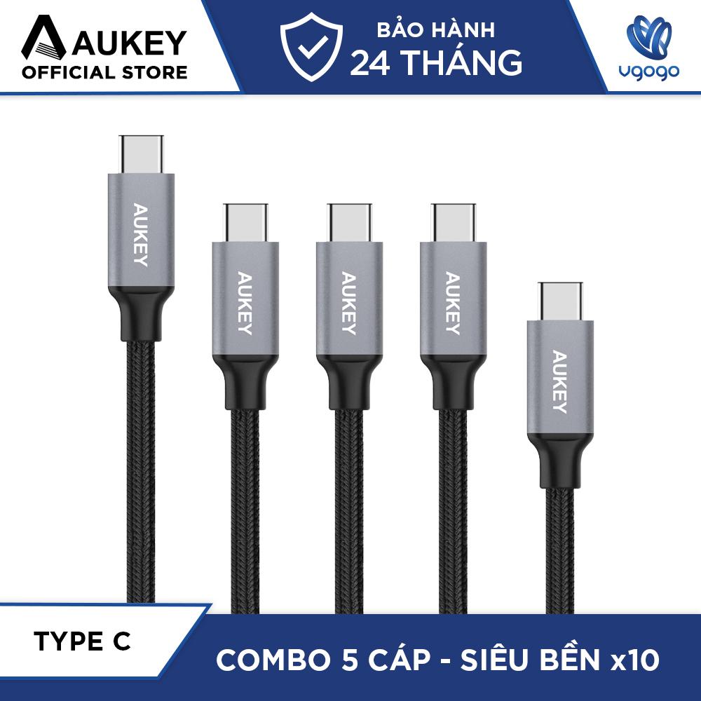 Bộ cáp sạc type-c aukey cb-cmd2 bọc nylon siêu bền truyền lên đến 5gbps - nhà phân phối chính thức
