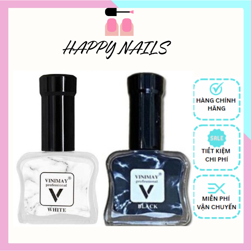 Cồn loang trắng VINIMAY, cồn loang đen Vinimay, cồn loang trắng, đen vinimay chính hãng - loang cồn trang trí móng tay nghệ thuật 15ml