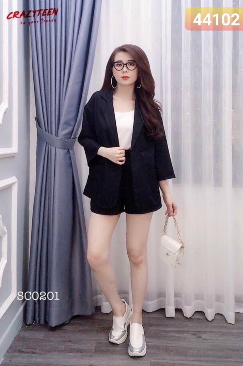 Set vest ba món quần đùi áo vest áo hai dây #setvest