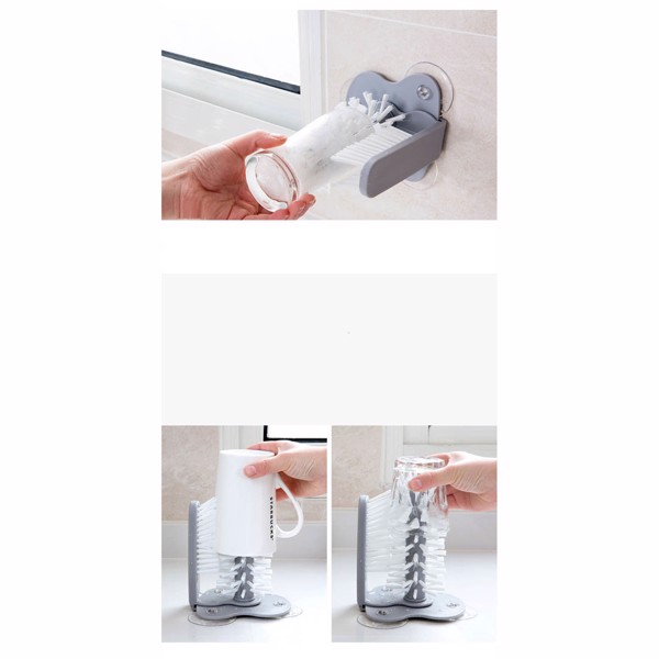 Dụng cụ rửa ly 2 đầu xếp gọn Dụng cụ cọ chà rửa ly 2 mặt thông minh để bàn hoặc gắn tường tiện lợi Cọ rửa ly