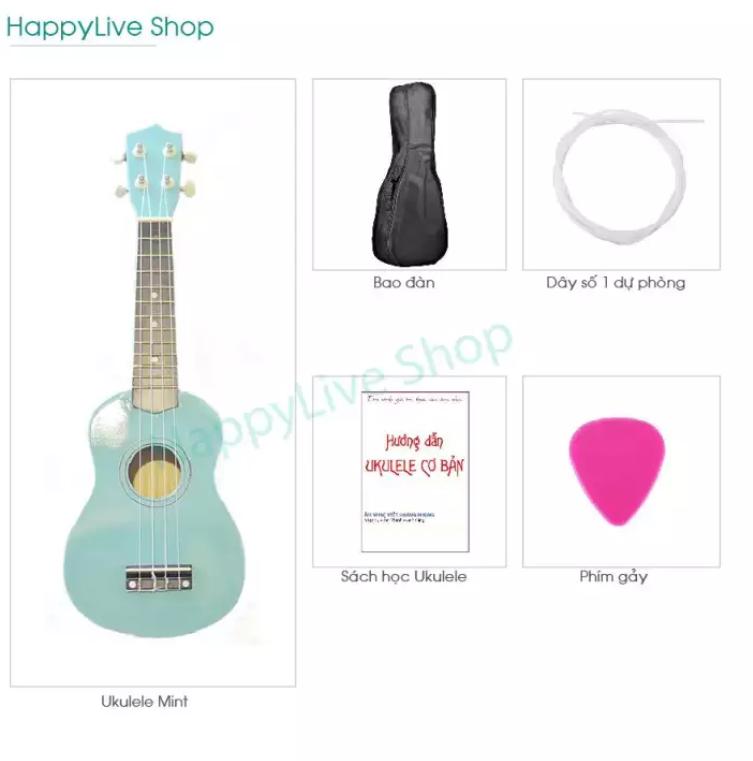 Đàn Ukulele Soprano Gỗ tặng 4 phụ kiện (Bao Sách Dây dự phòng Phím gảy) - HappyLive Shop - HÀNG CÓ SẴN