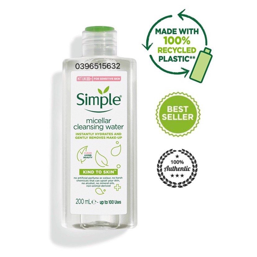 Nước Tẩy Trang Simple Kind To Skin Micellar Cleansing Water 200ml
