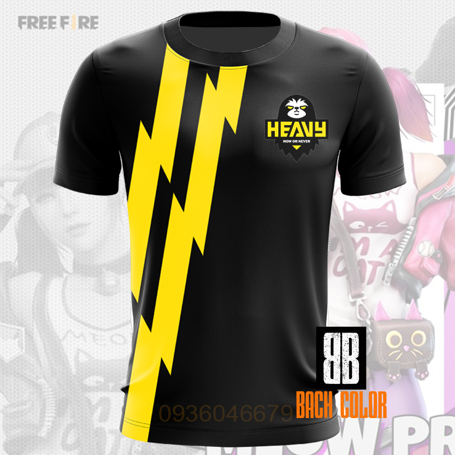Áo Free Fire Đen 3D Team HEAVY
