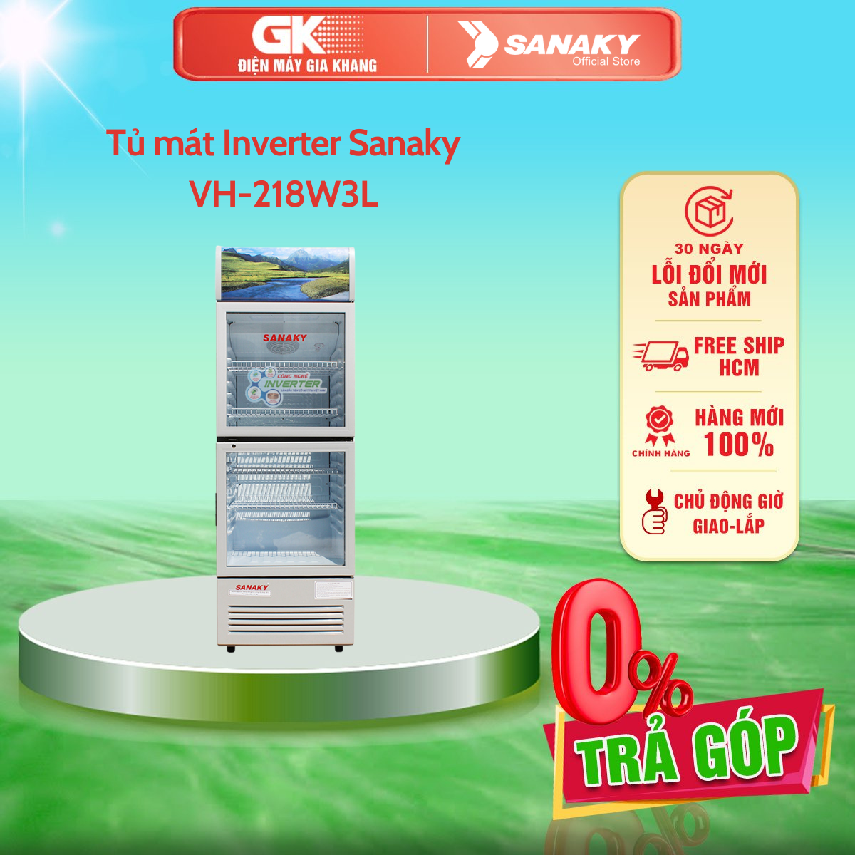 Tủ mát Inverter Sanaky VH-218W3L 170 lít - GIAO TOÀN QUỐC - FREESHIP HCM