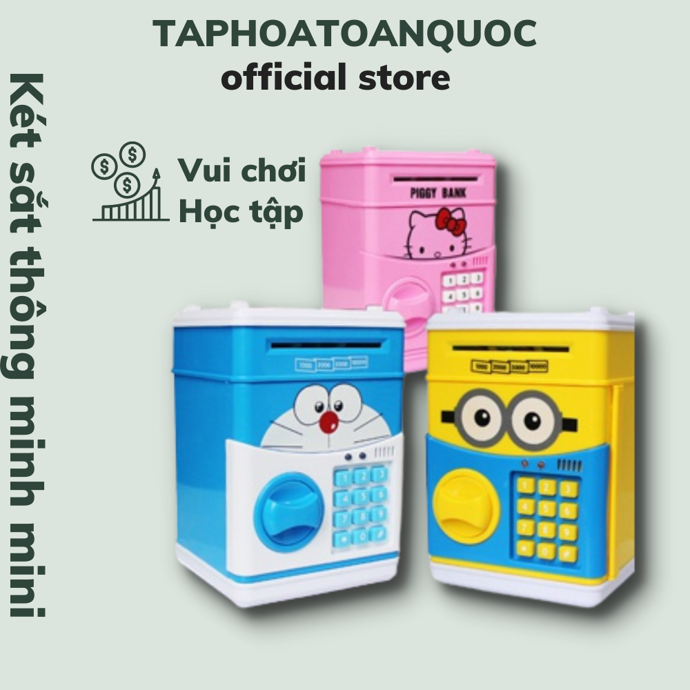 Két sắt mini thông minh cho bé tiết kiệm tiền, két sắt có khóa số, két sắt mã số, đồ chơi cho bé, két đựng tiền, hộp lưu trữ, taphoatoanquoc