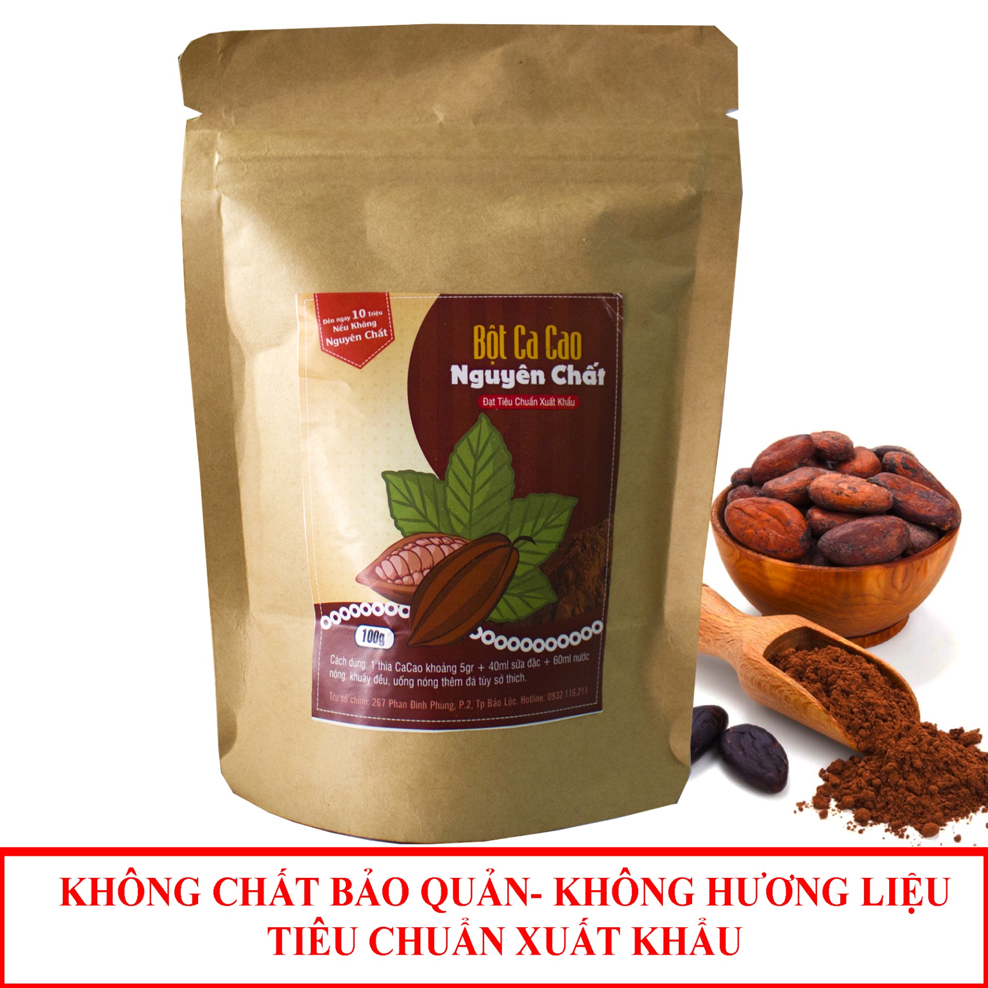Bột ca cao nguyên chất thượng hạng Cô Cự 50gr - đồ ăn vặt uống vặt