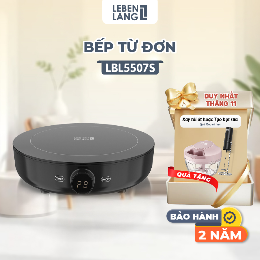 Bếp từ đơn Lebenlang LBL5507 mặt kính chịu lực, có chức năng hẹn giờ và điều khiển cơ