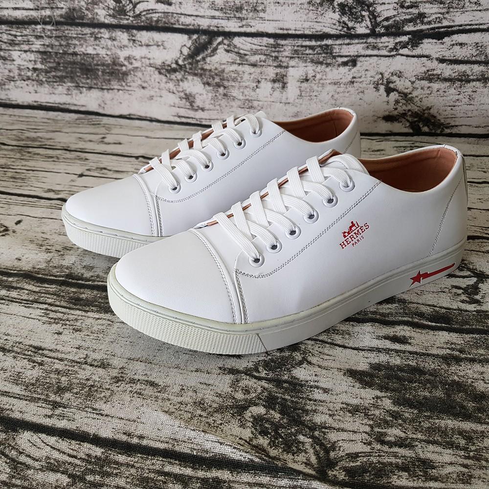 Giày Sneaker Nam Giày Thể Thao Nam Da Bò Thật Ensado SN1216 (Trắng)