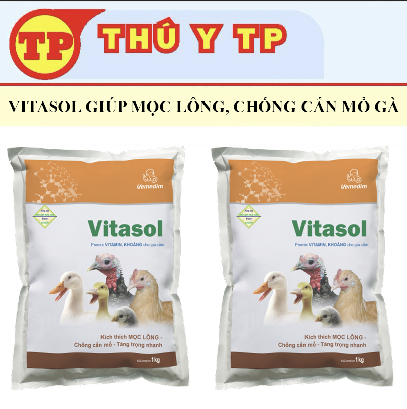 Vemedim Vitasol 1kg kích thích mọc lông, chống cắn mổ, tăng trọng nhanh cho gia súc , gia cầm
