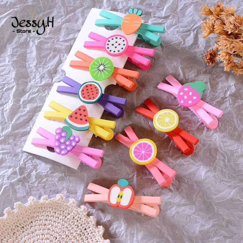 Set 5 Kẹp Tóc Chéo Hàn Quốc, Kẹp Tóc Nhựa Trái Cây Dễ Thương, Kẹp mix ngẫu nhiên đủ màu ( 05 màu )