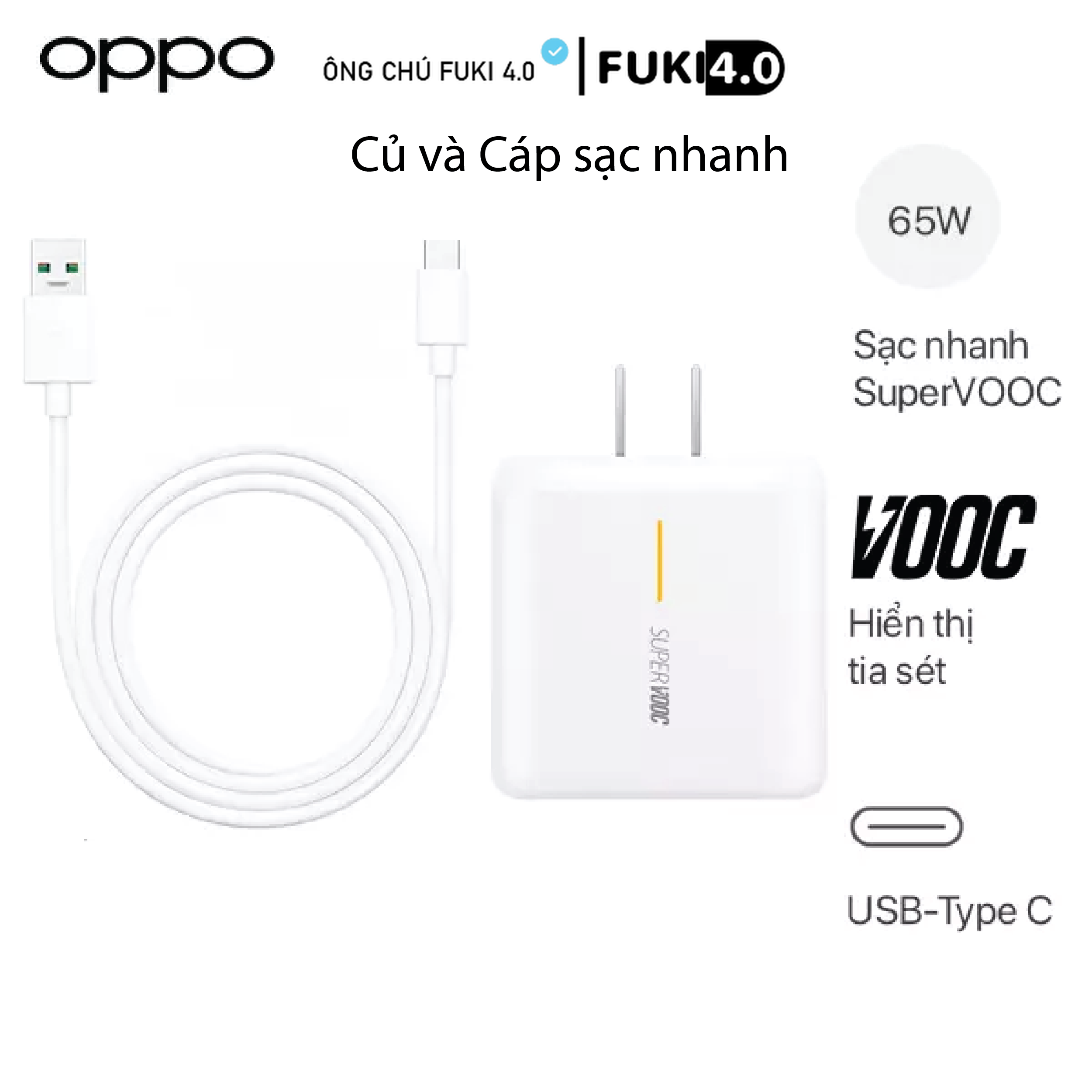 Bộ sạc nhanh oppo super vooc type c 65w