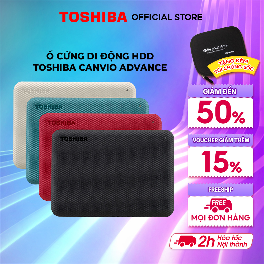 [Tặng kèm túi chống sốc] Ổ cứng di động HDD Toshiba Canvio Advance V10 1TB 2TB 4TB USB 3.2 Gen 1 Chính Hãng BH 3 năm 1 đổi 1