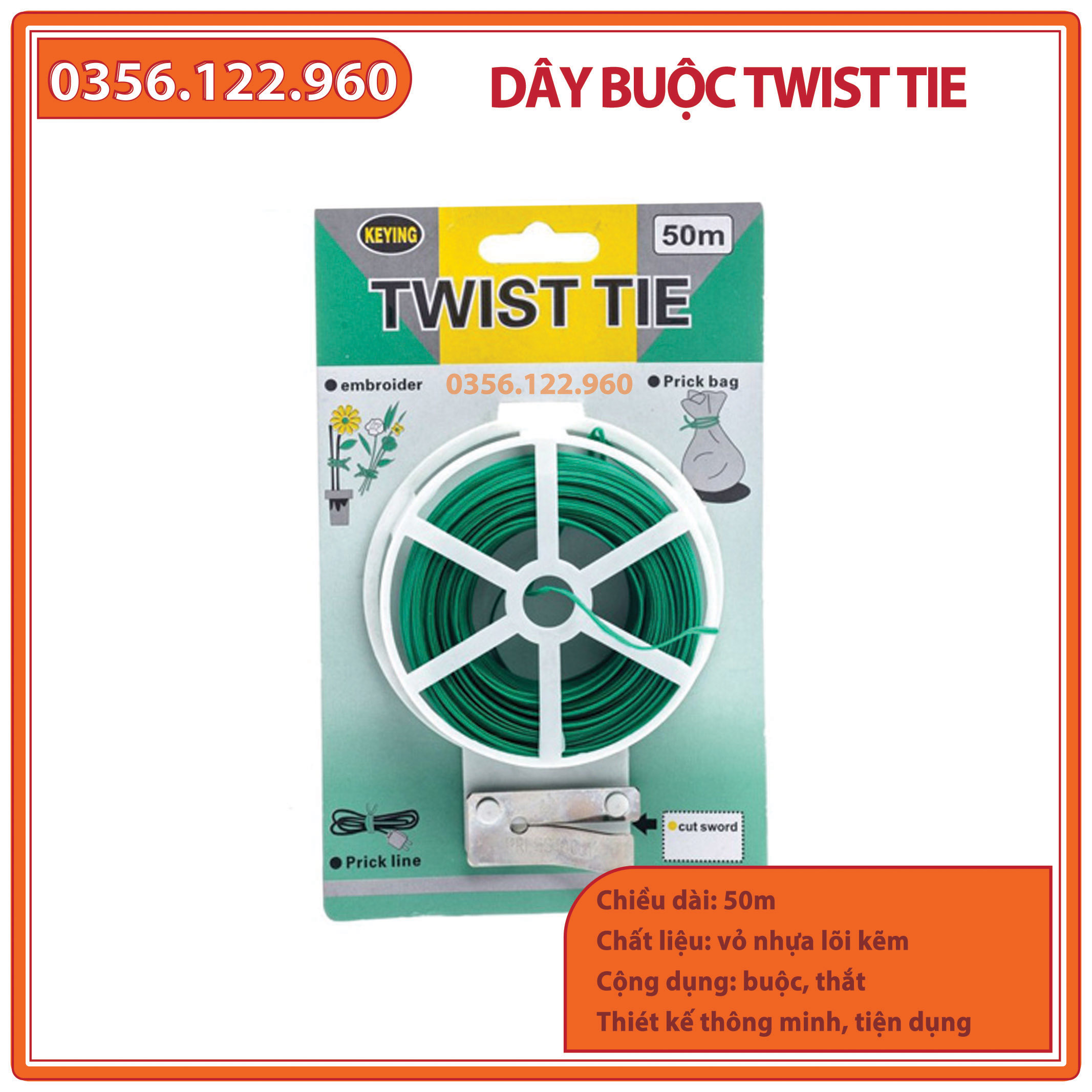Cuộn dây buộc đồ đa năng twist tie gx-001, 50m