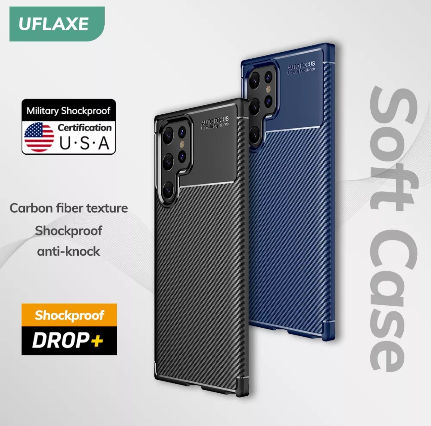 Uflaxe - ốp điện thoại chống sốc chính hãng - ốp lưng vân carbon, tpu, silicon mềm cho samsung galaxy s22 ultra.