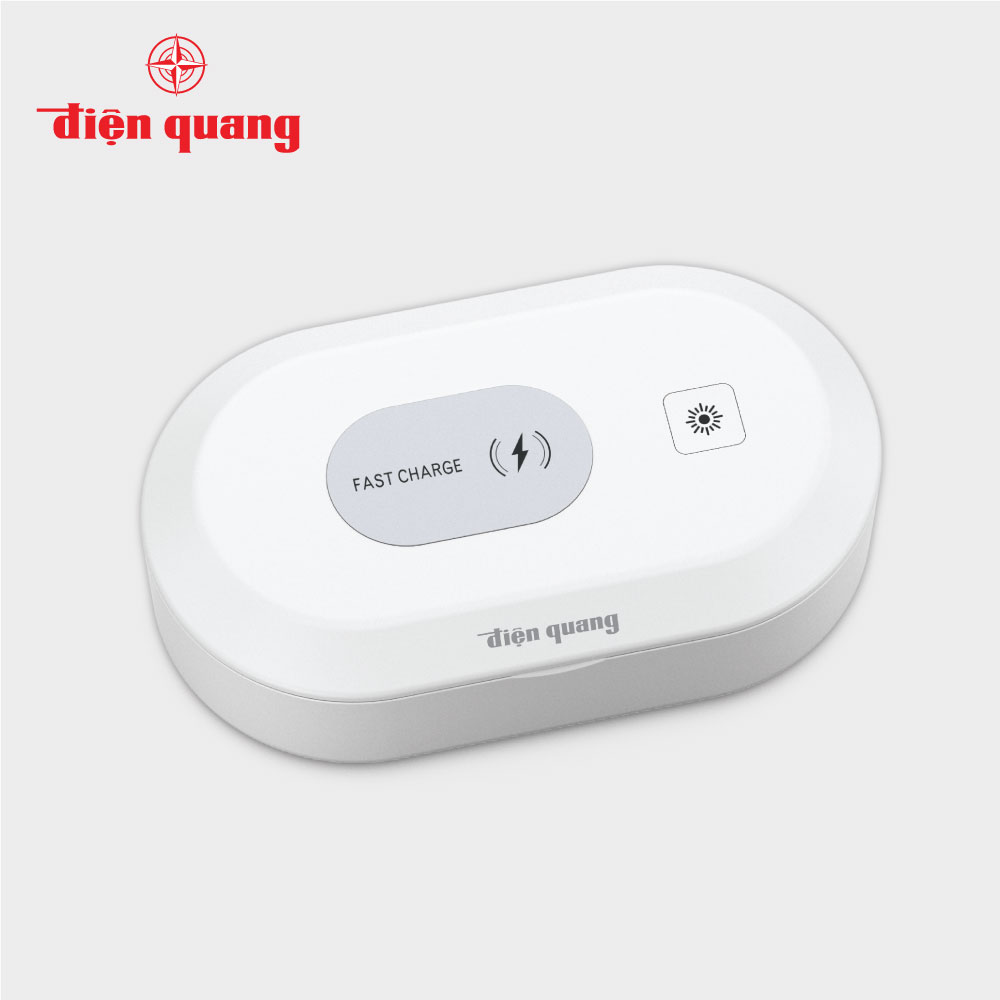 Hộp diệt khuẩn, khử trùng UVC Điện Quang tích hợp sạc không dây ĐQ BOX01 02UV 15FWC (2W UV, 15W Fast Wireless Charging)