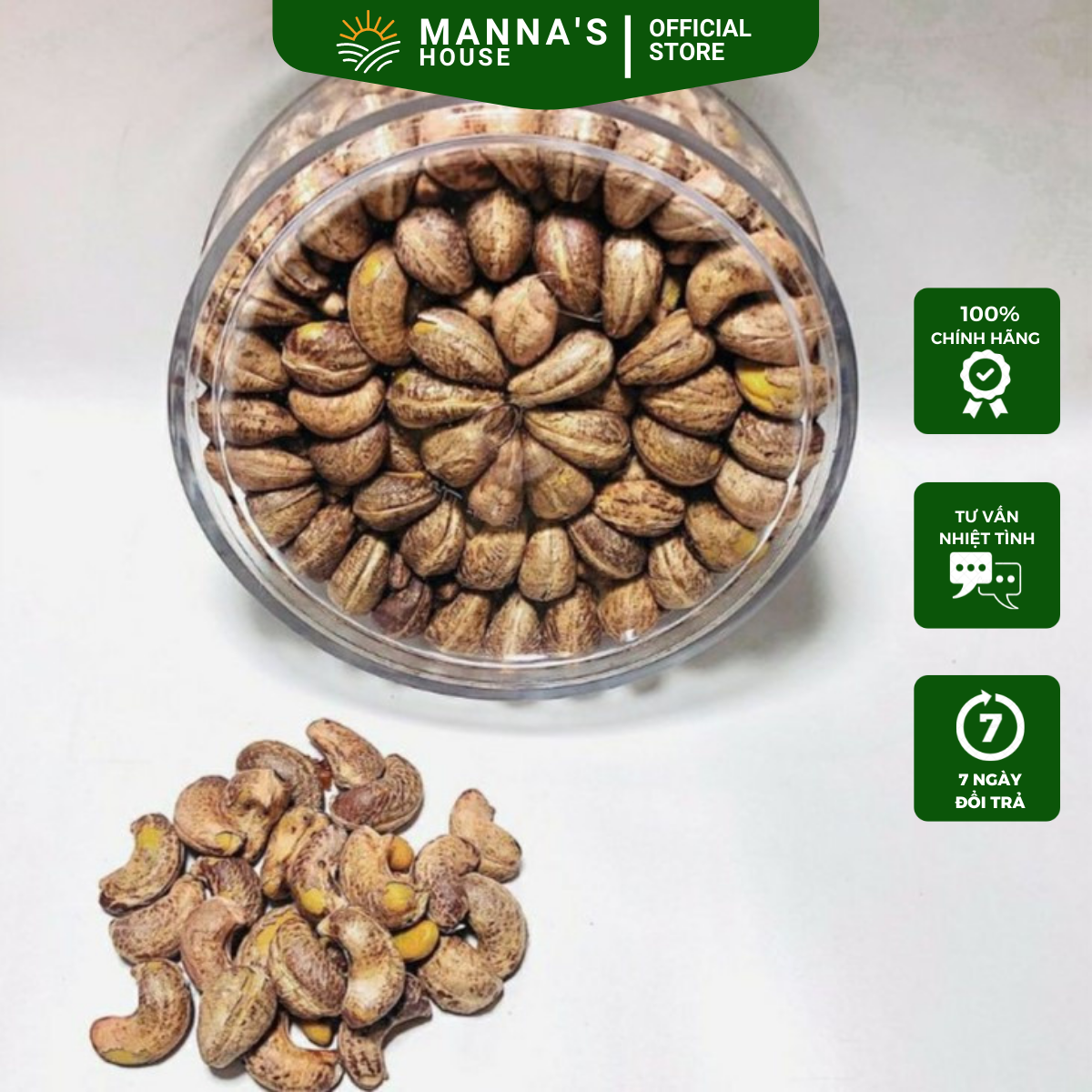 Hạt điều rang muối a cồ nguyên lụa xếp hoa 500g size đại, phù hợp biếu tặng manna house
