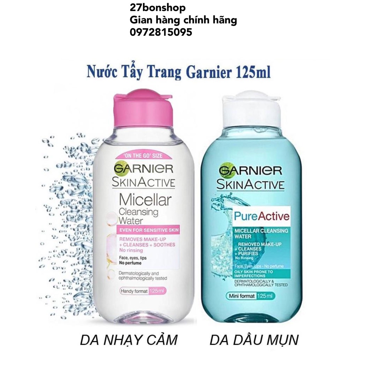 Nước Tẩy Trang Garnier Micellar Cleansing Water 125ml