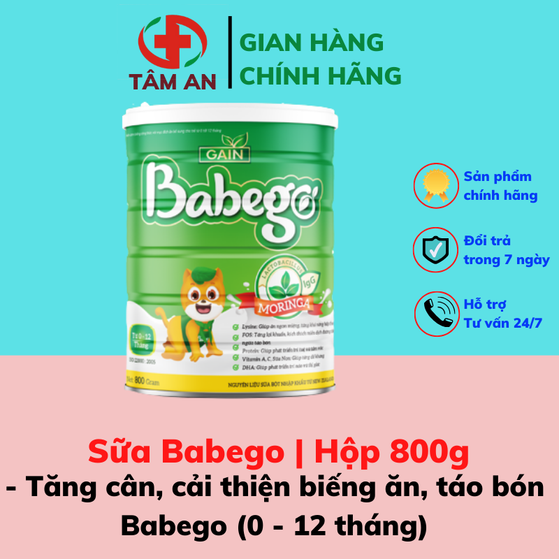 Sữa mát tăng cân, cải thiện biếng ăn, táo bón Babego 800g