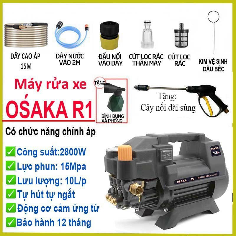 Máy Rửa Xe Chỉnh ÁP Zukui 2800w-Dây Dài 15m -Bảo Hành 12 tháng