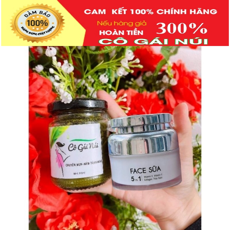 Combo chuyên nám - tàn nhang + kem face sữa cô gái núi