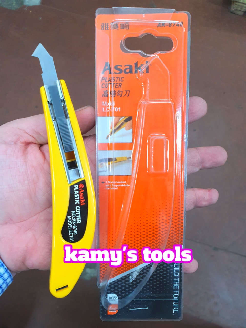Dao móc câu rọc nhựa mica asaki ak-8740 c-mart a0003 và lưỡi dao a0003b