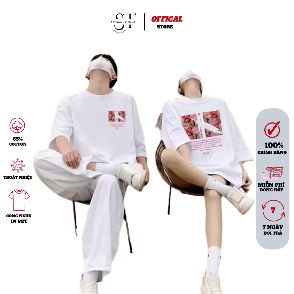 Áo thun đôi nam nữ hình hoa, áo thun hè nam nữ 100% cotton