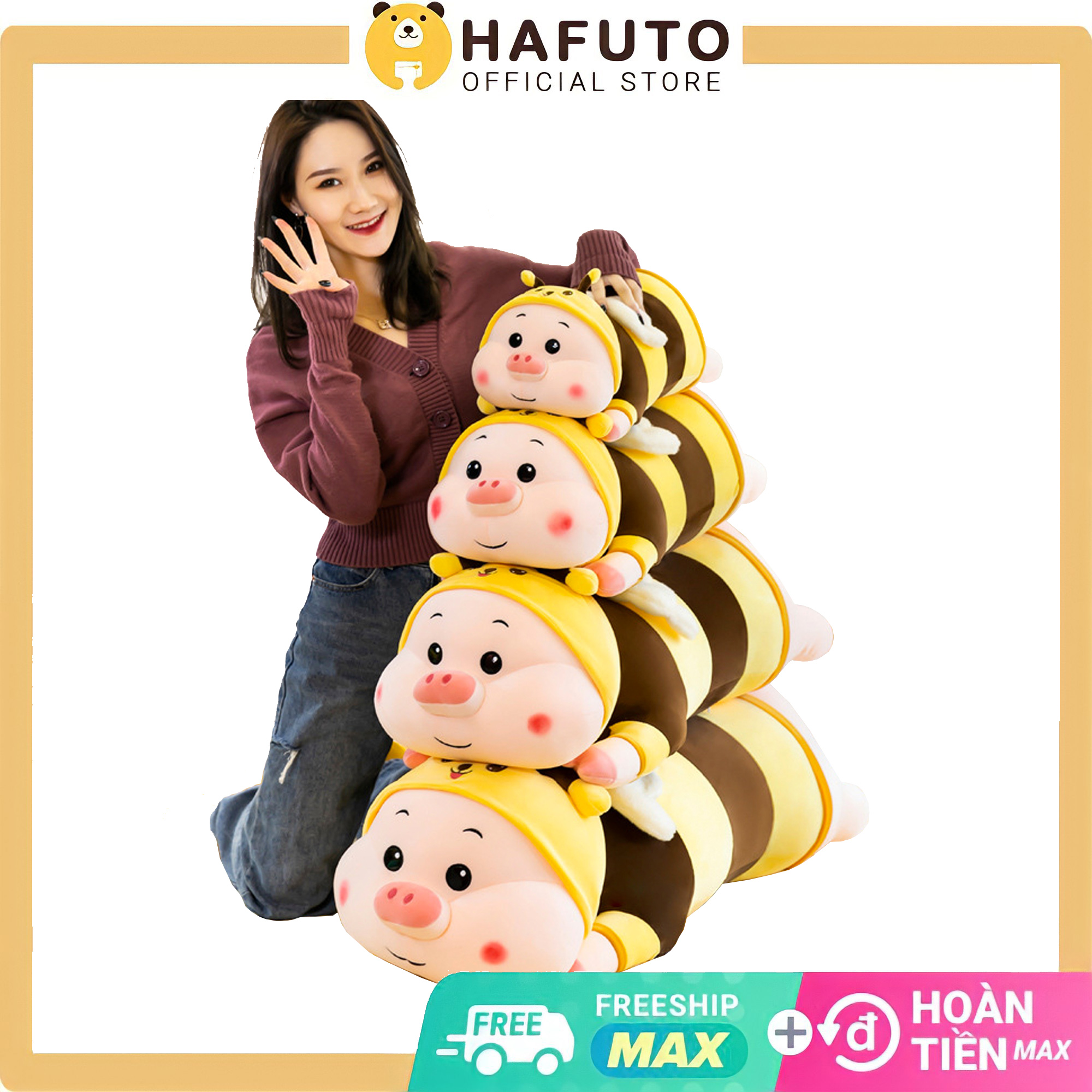 [Hàng Cao Cấp] Heo Bông Nằm Cosplay Ong Cao Cấp Hafuto, Gấu Bông Lợn Biến Hình, Quà Tặng Cho Mọi Lứa Tuổi