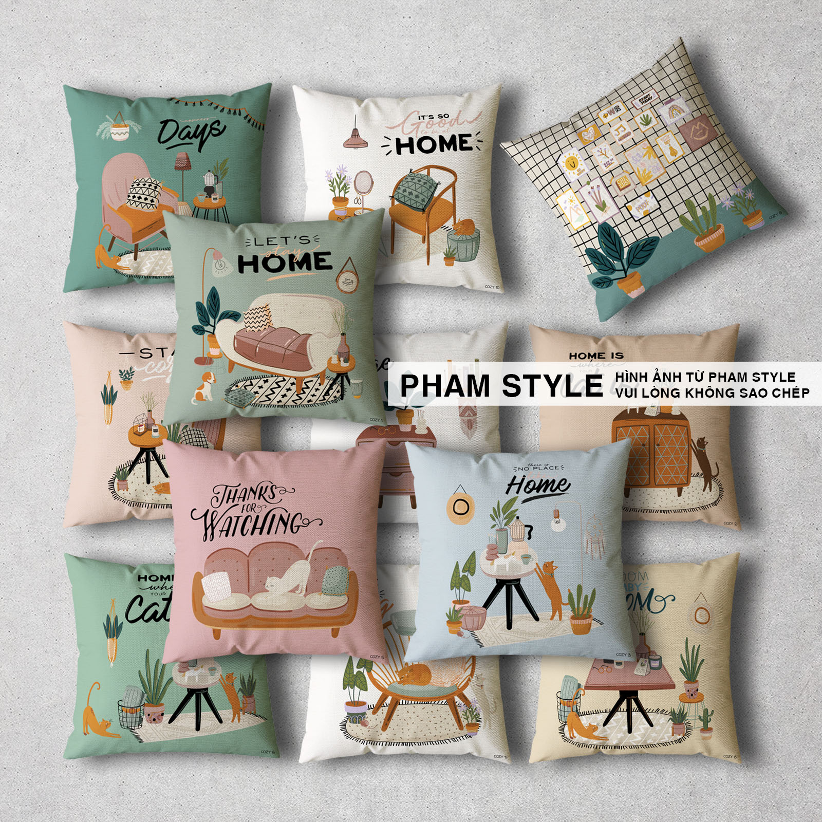 Vỏ gối sofa trang trí cozy home