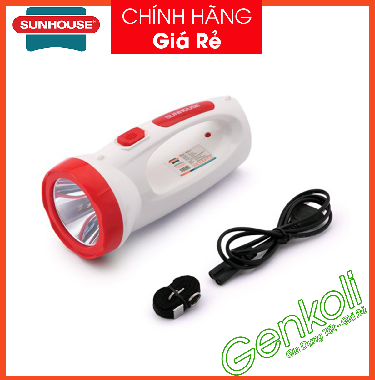 Đèn pin sạc điện xách tay 2 chức năng sunhouse she-8000, đèn pin led cầm tay - bảo hành 1 đổi 1